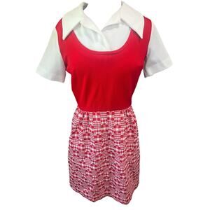 Vintage 60s Brook Hollow Red White Checkered A Line Dress Small Med Retro Preppy